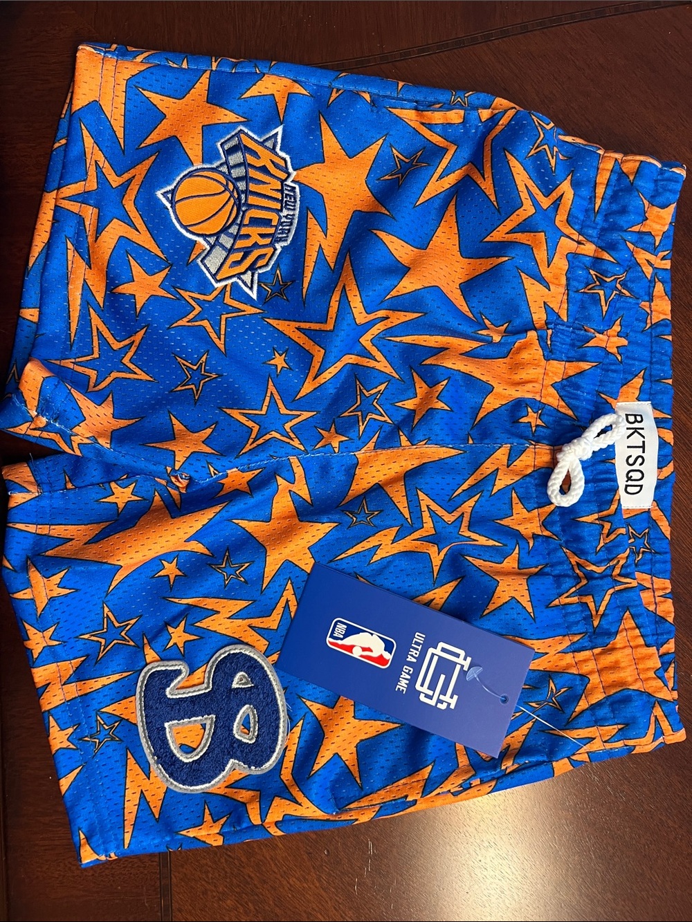 New York Knicks Kids Star Print Athletic Shorts - Blue & Orange